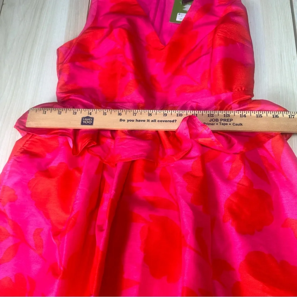 Kate Spade x‎ Target Classic Rose Peplum Midi Dress in Pink and Red Size 6 NWT